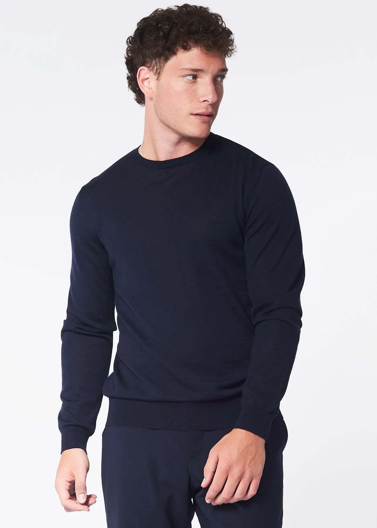 100% Cashmere Crew Neck Sweater - Midnight Blue.