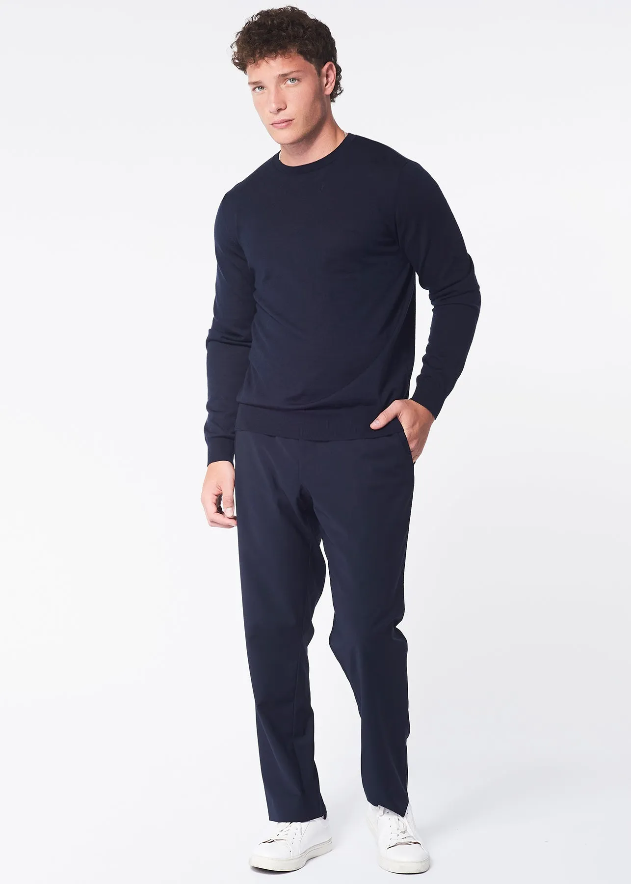 100% Cashmere Crew Neck Sweater - Midnight Blue.