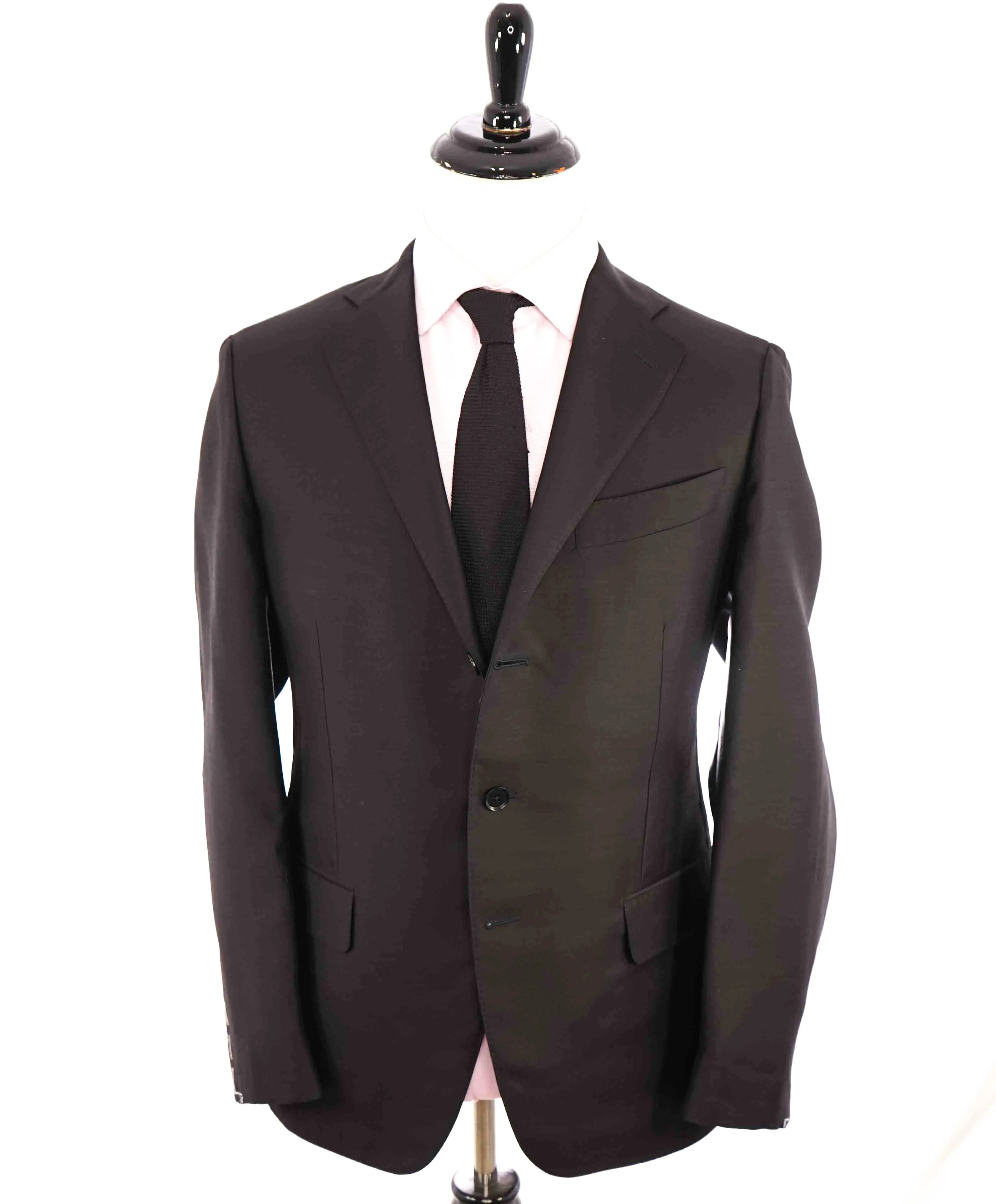 $1,495 EIDOS - 2/3 Button Roll LapelSemi-Lined Black Blazer - 44R