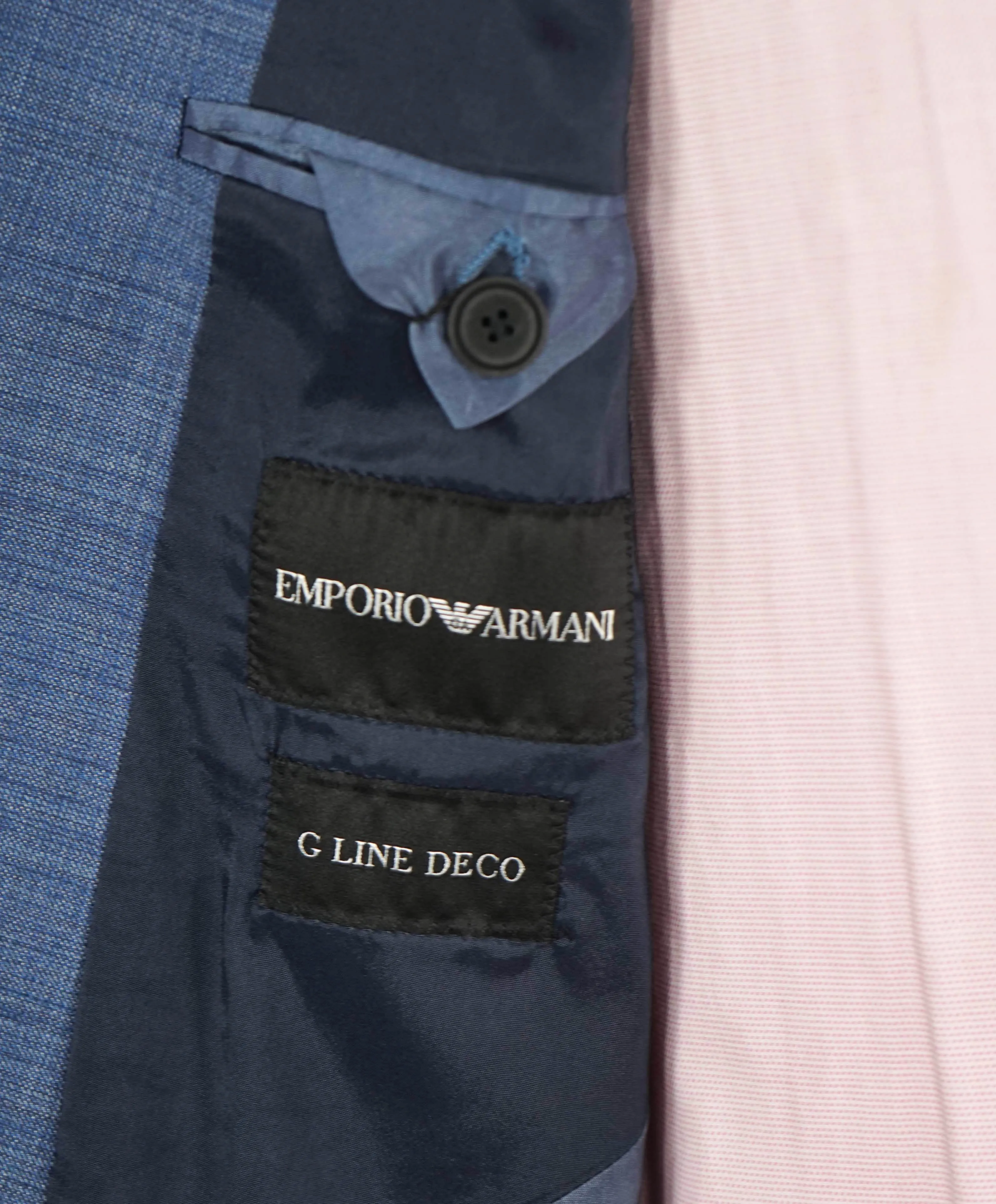 $1,595 EMPORIO ARMANI- Blue *G lIne Deco* TRAVEL ESSENTIAL PACKABLE Blazer - 44R
