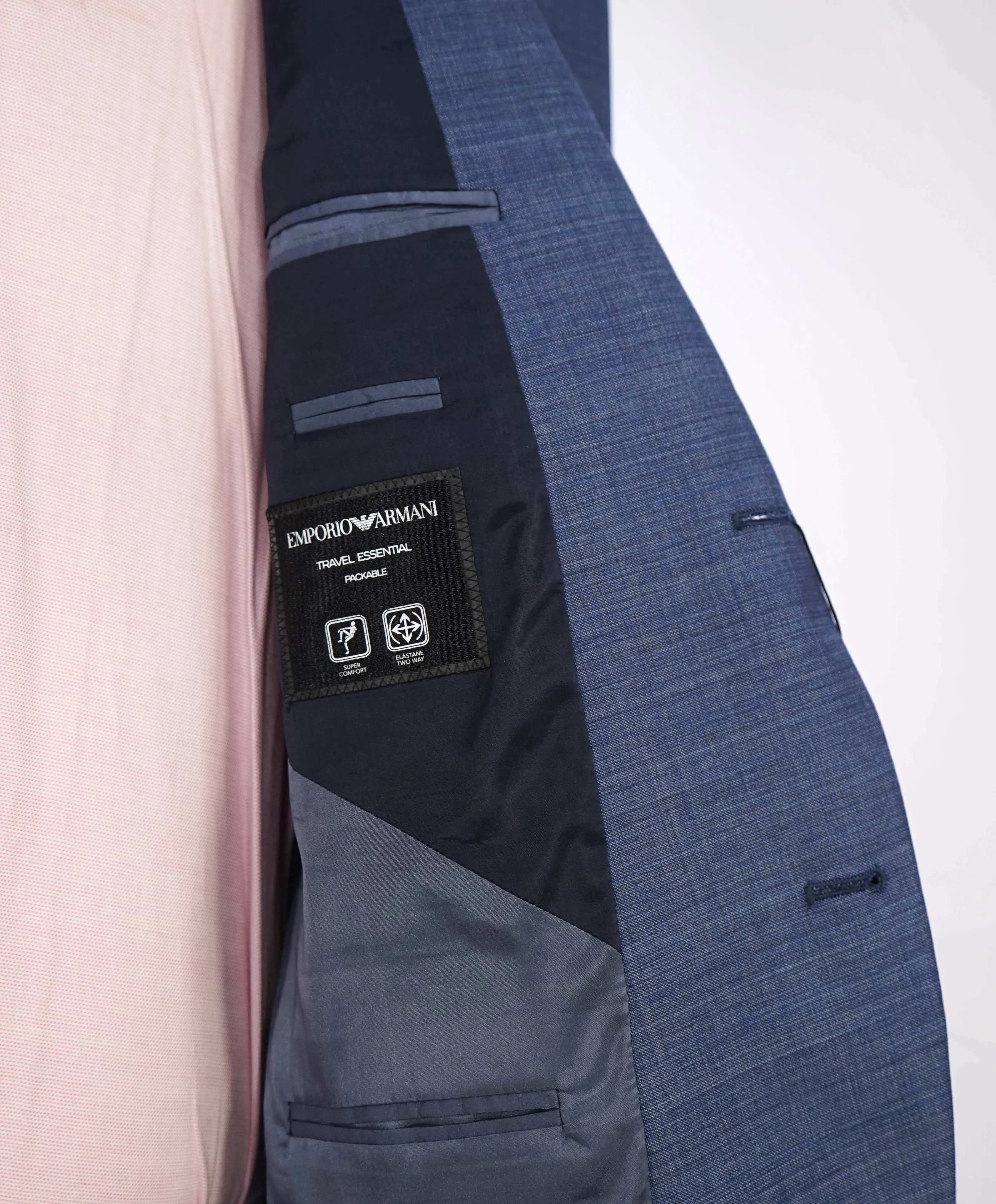 $1,595 EMPORIO ARMANI- Blue *G lIne Deco* TRAVEL ESSENTIAL PACKABLE Blazer - 44R