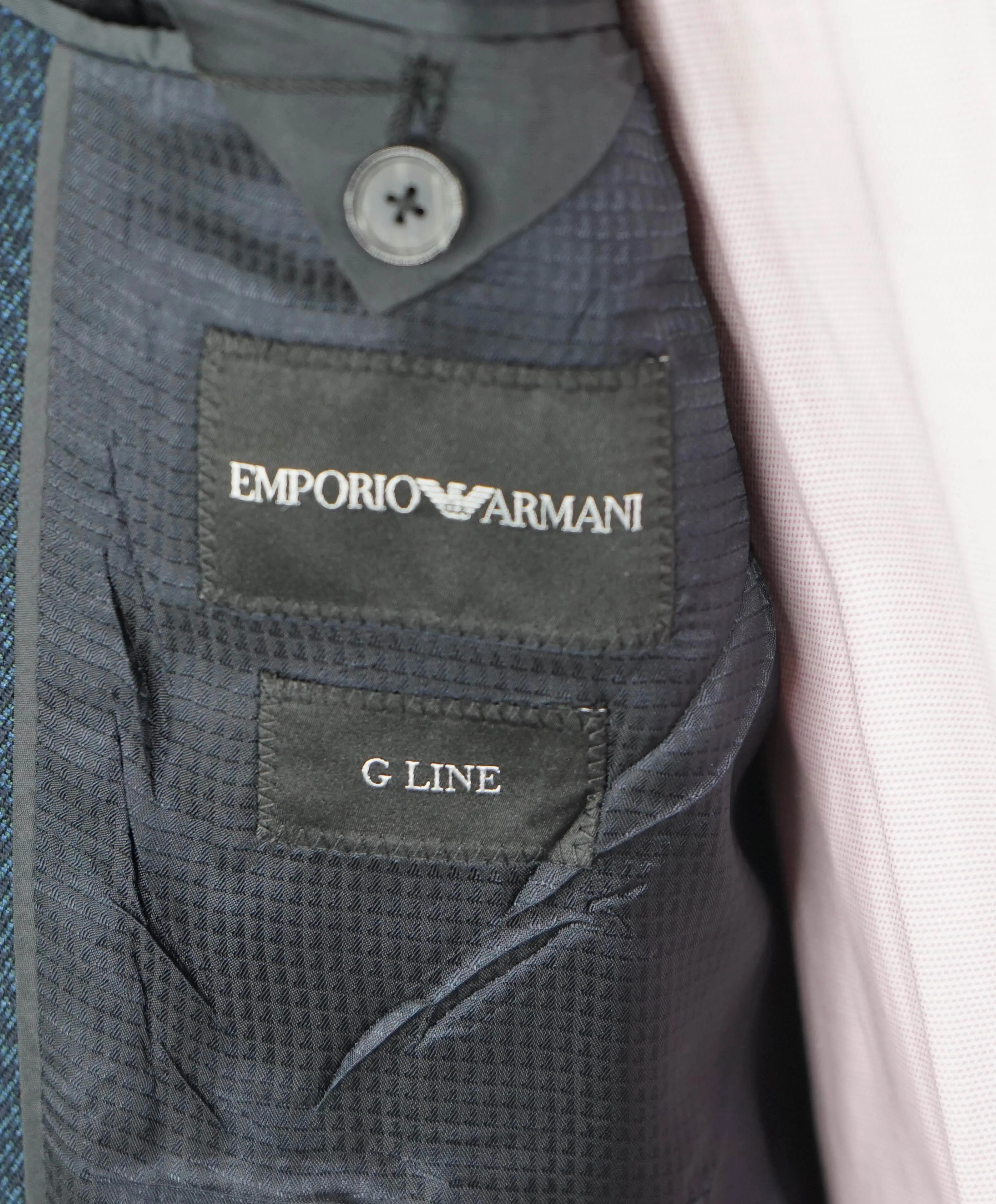 $1,595 EMPORIO ARMANI- *G lIne* Green/Blue Geometric Pattern Blazer - 42R