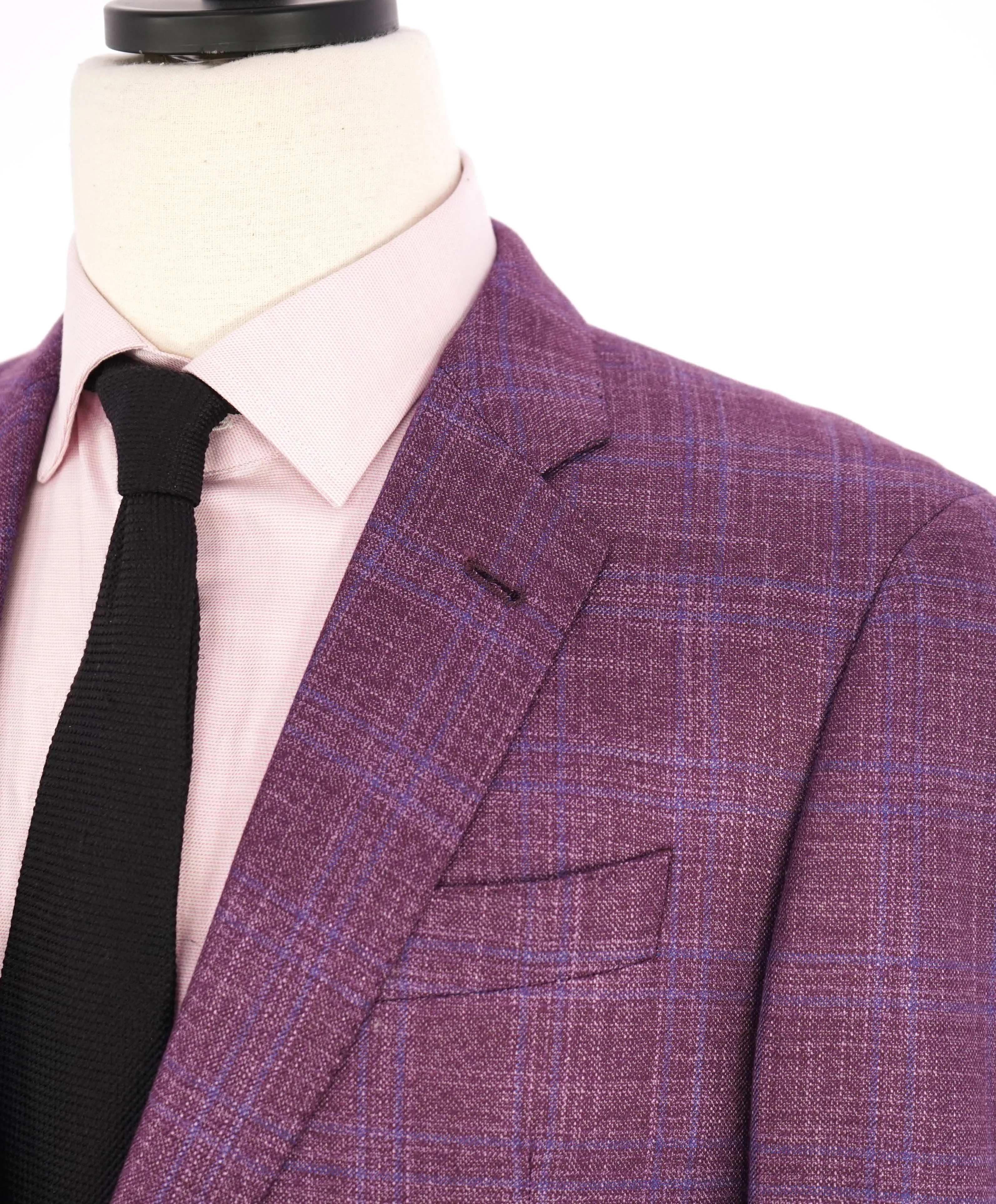 $1,595 EMPORIO ARMANI- *G lIne* Pink/Blue Check Blazer - 42R