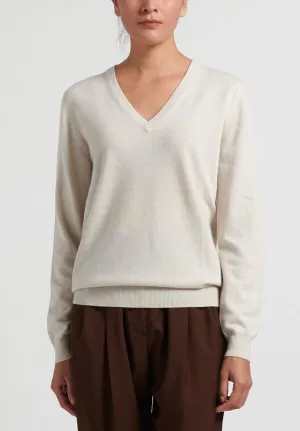$1,795 BRUNELLO CUCINELLI - PURE CASHMERE & SUEDE V Sweater - L (Womens)