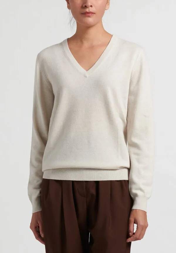 $1,795 BRUNELLO CUCINELLI - PURE CASHMERE & SUEDE V Sweater - L (Womens)