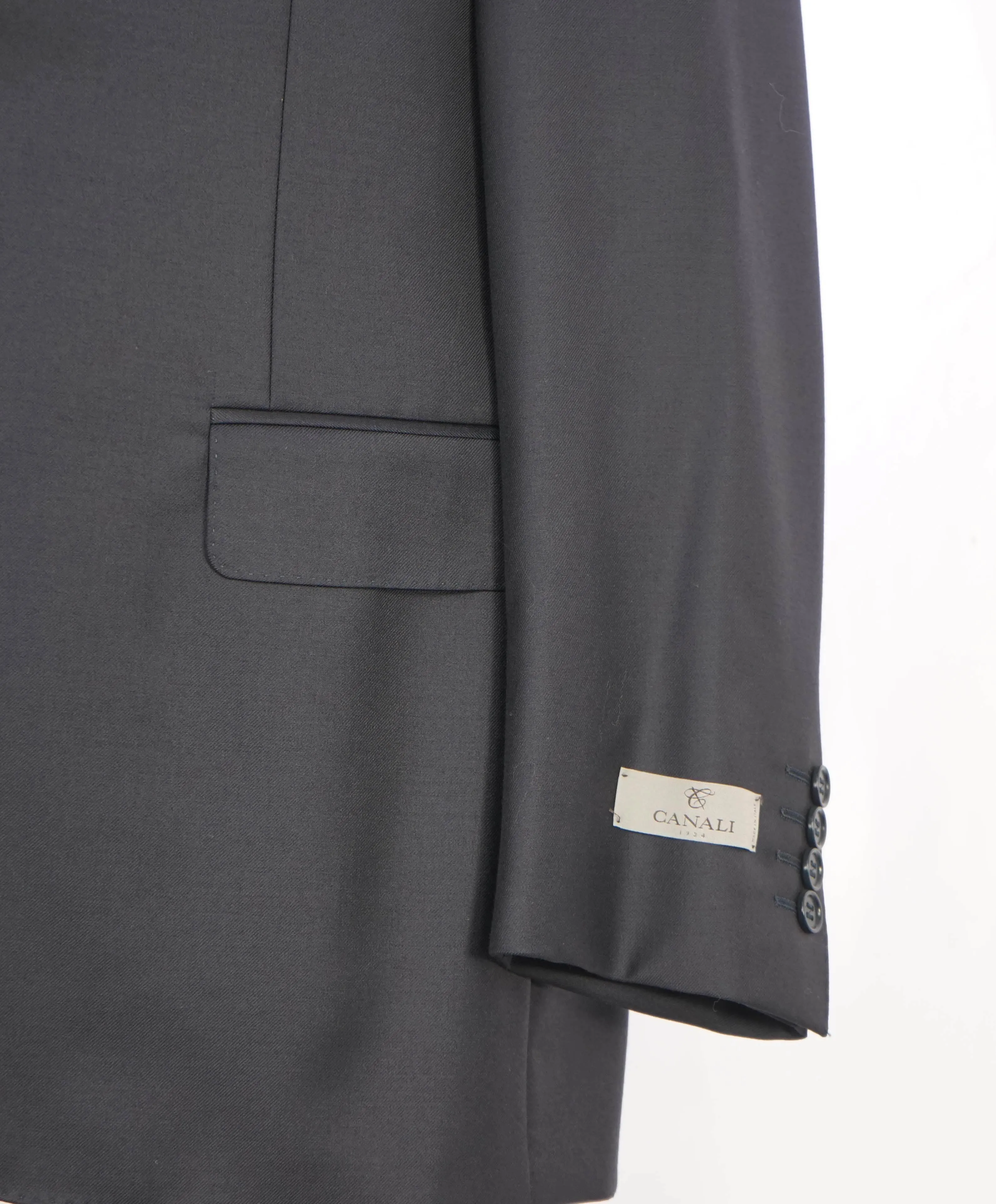 $1,795 CANALI - *CLOSET STAPLE*  Solid Navy Blue Notch Lapel Blazer - 44R US