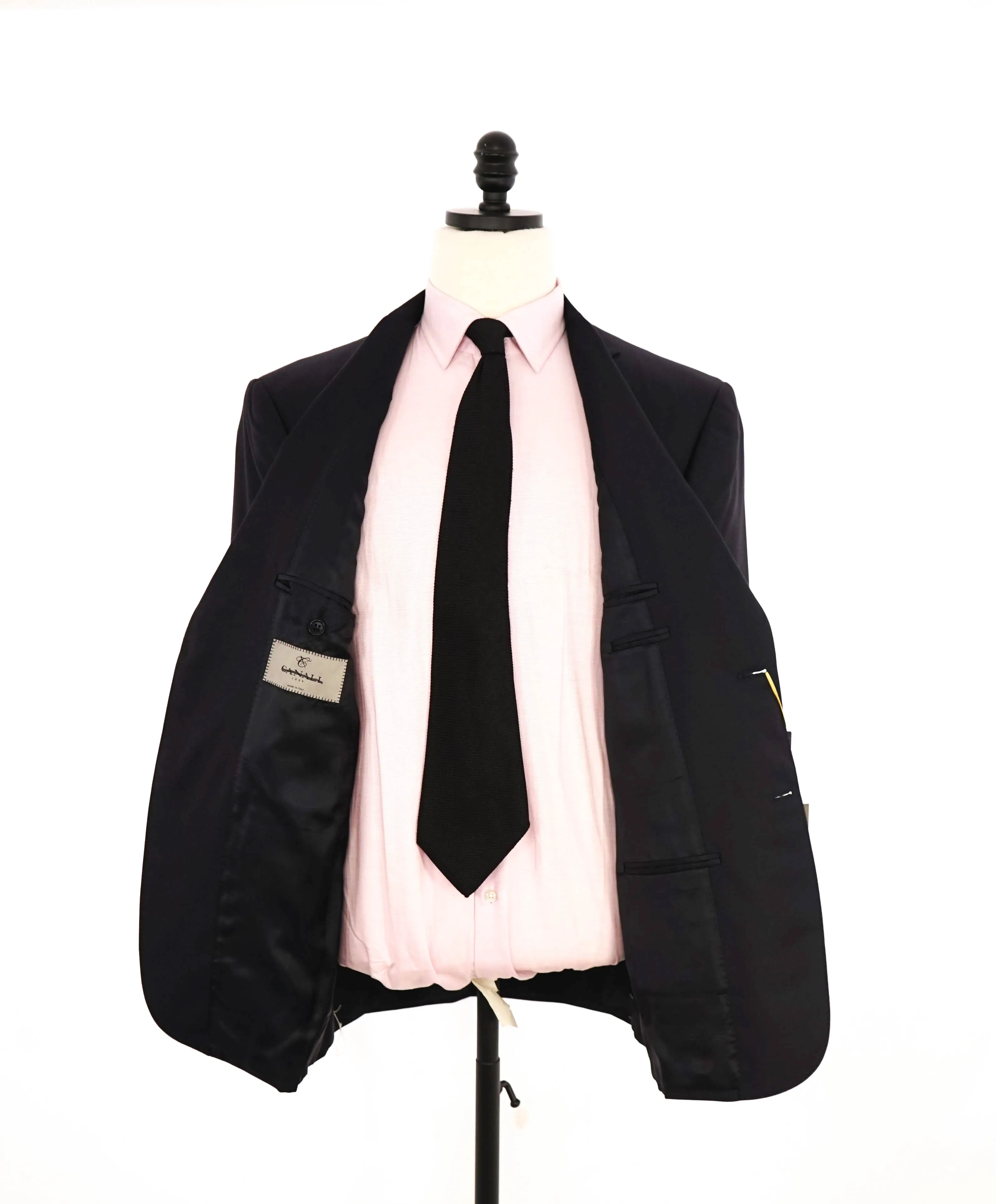 $1,795 CANALI - *CLOSET STAPLE*  Solid Navy Blue Notch Lapel Blazer - 44R US