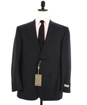 $1,795 CANALI - *CLOSET STAPLE*  Solid Navy Blue Notch Lapel Blazer - 44R US