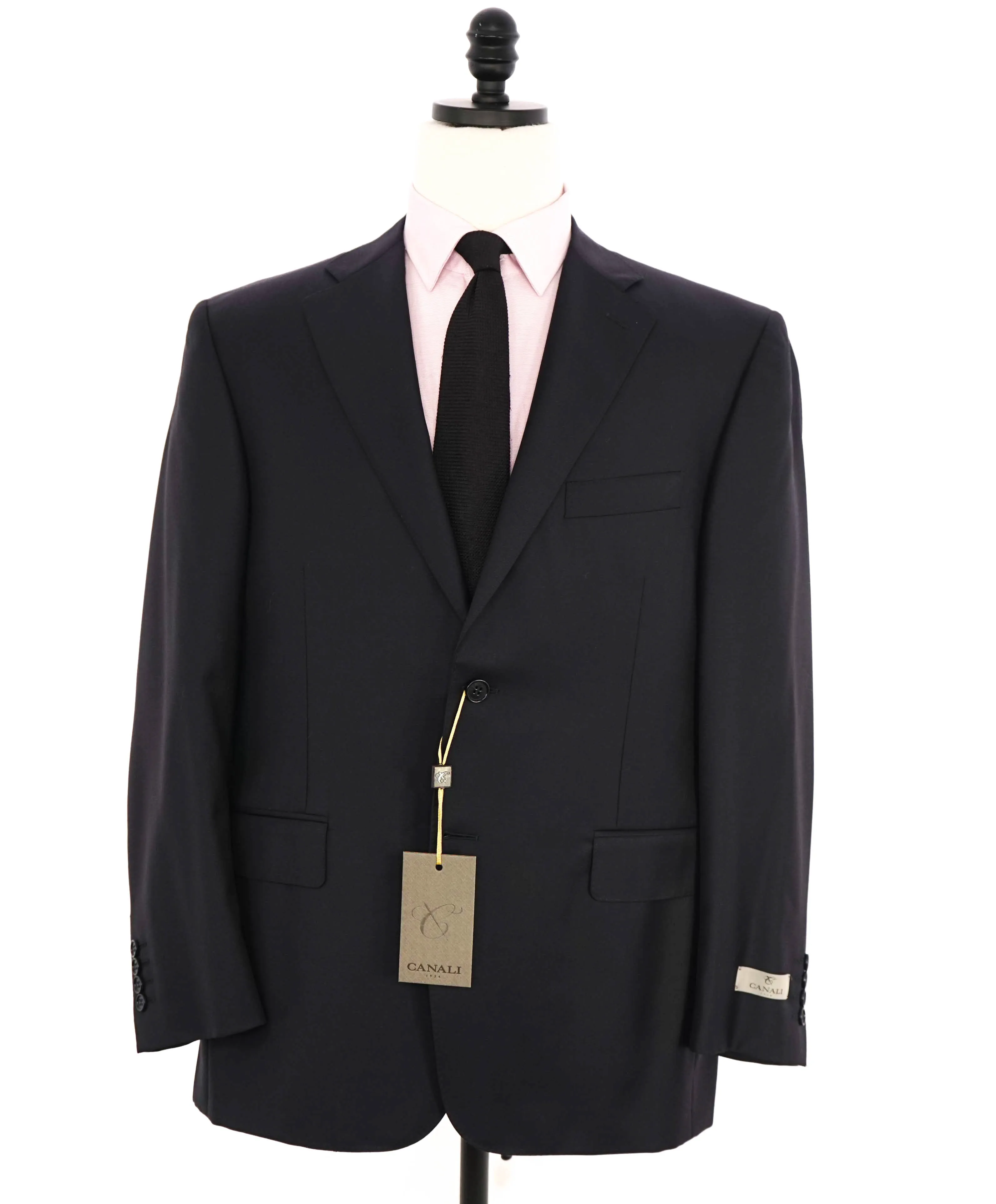 $1,795 CANALI - *CLOSET STAPLE*  Solid Navy Blue Notch Lapel Blazer - 44R US