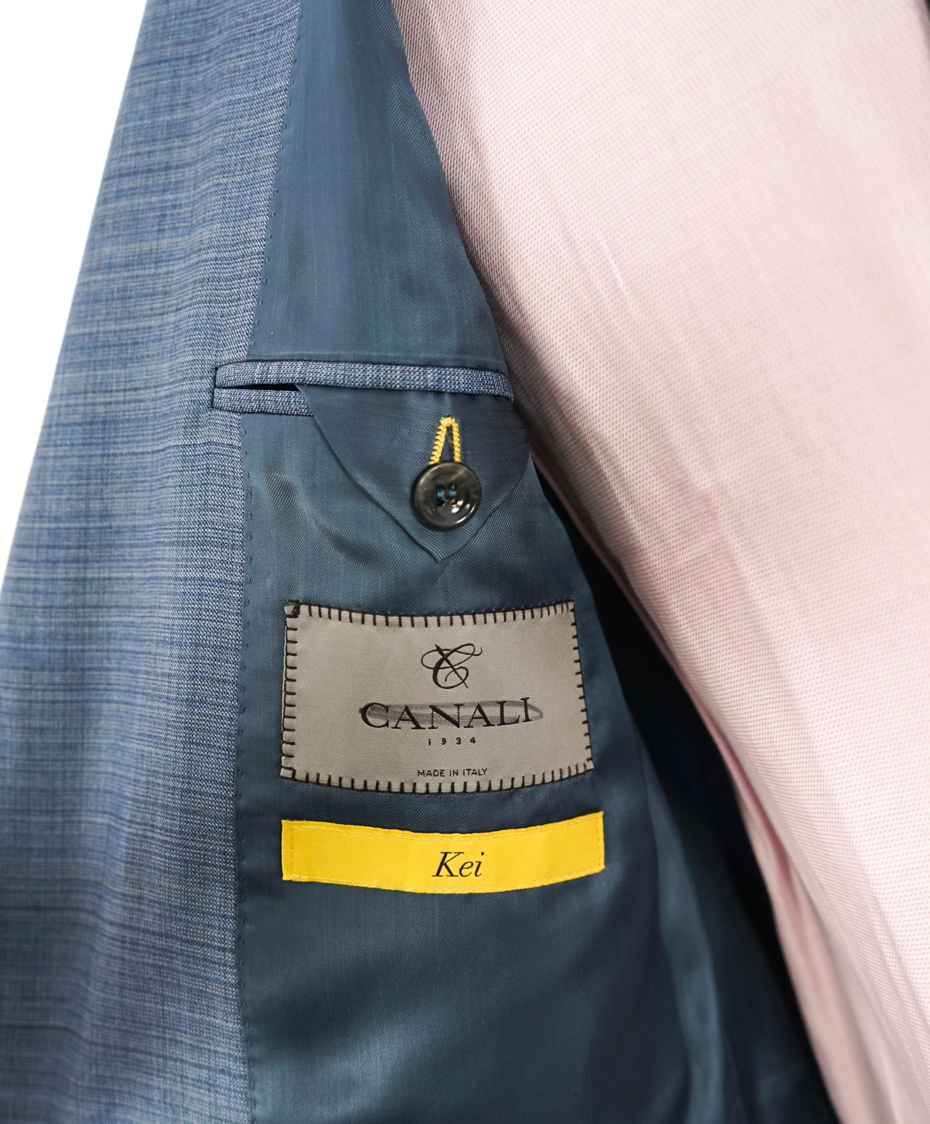 $1,895 CANALI - "KEI" Light Baby Blue Summer Wool Blazer - 42R