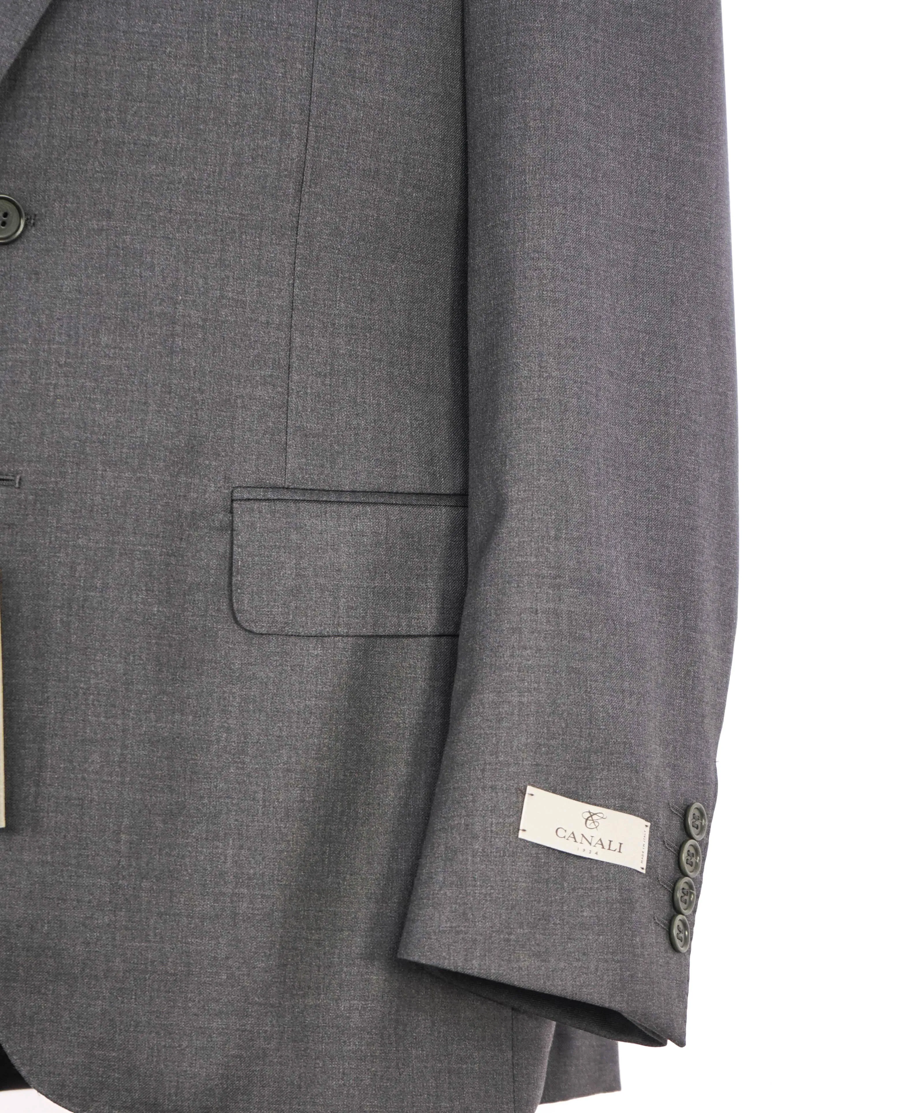 $1,895 CANALI - Solid Gray *Closet Staple* 2-Btn Notch Wool Blazer - 46R US
