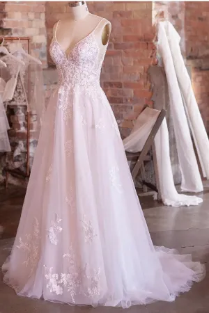 2022 Floral Bridal Dresses with Beaded Spaghetti Straps