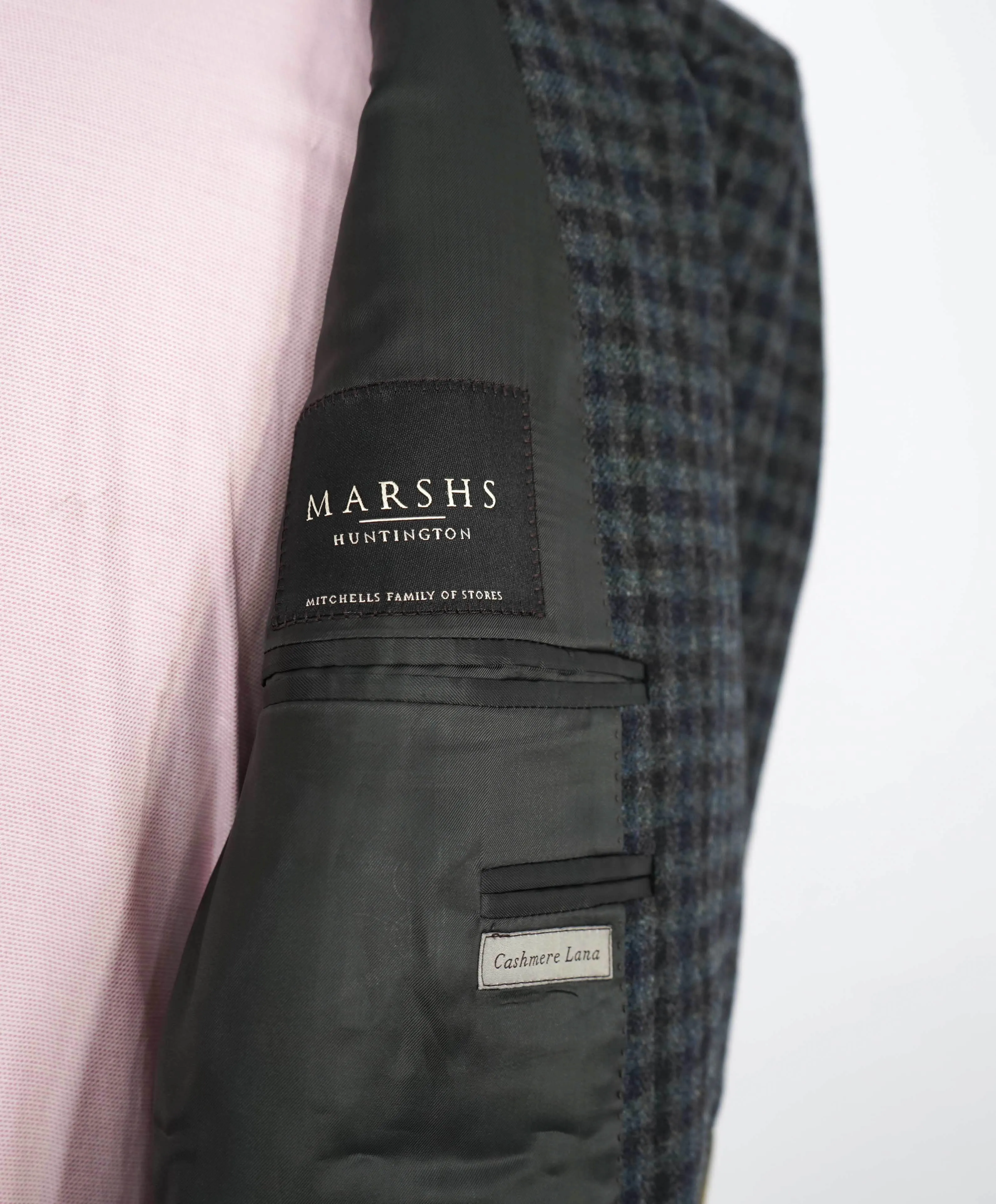 $2,395 CANALI - CASHMERE/Wool Green Gray Check Blazer - 46R