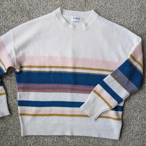 27 Miles Malibu Striped Cashmere Blend Sweater L