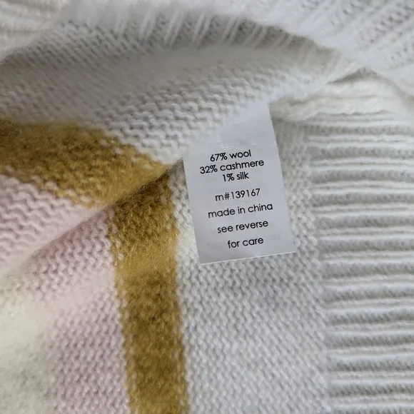27 Miles Malibu Striped Cashmere Blend Sweater L