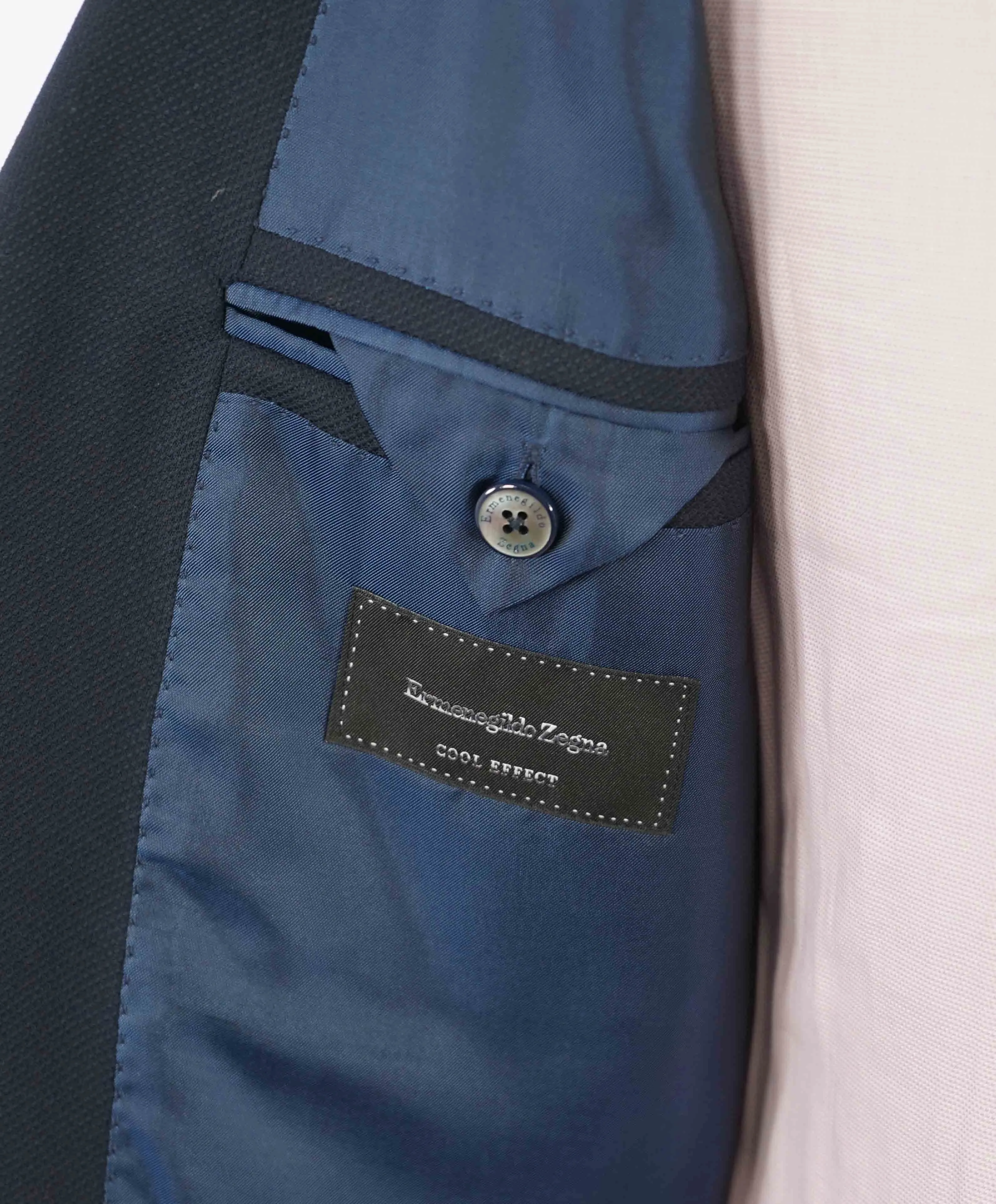 $2,895 ERMENEGILDO ZEGNA - "Cool Effect" Blue Oxford Royal Weave Blazer - 42L