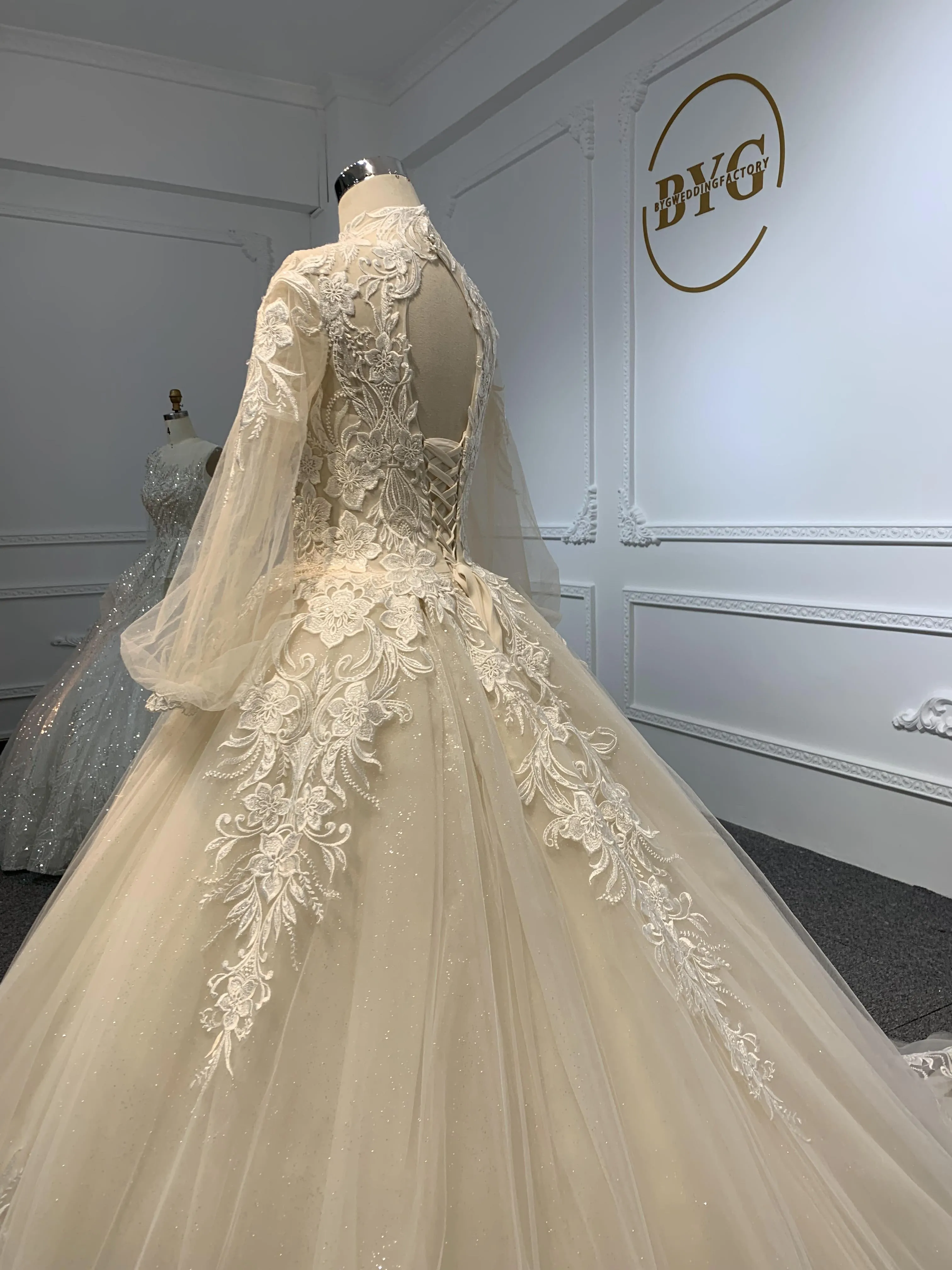 29601-The Champagne Embroidered A-line Wedding Gown