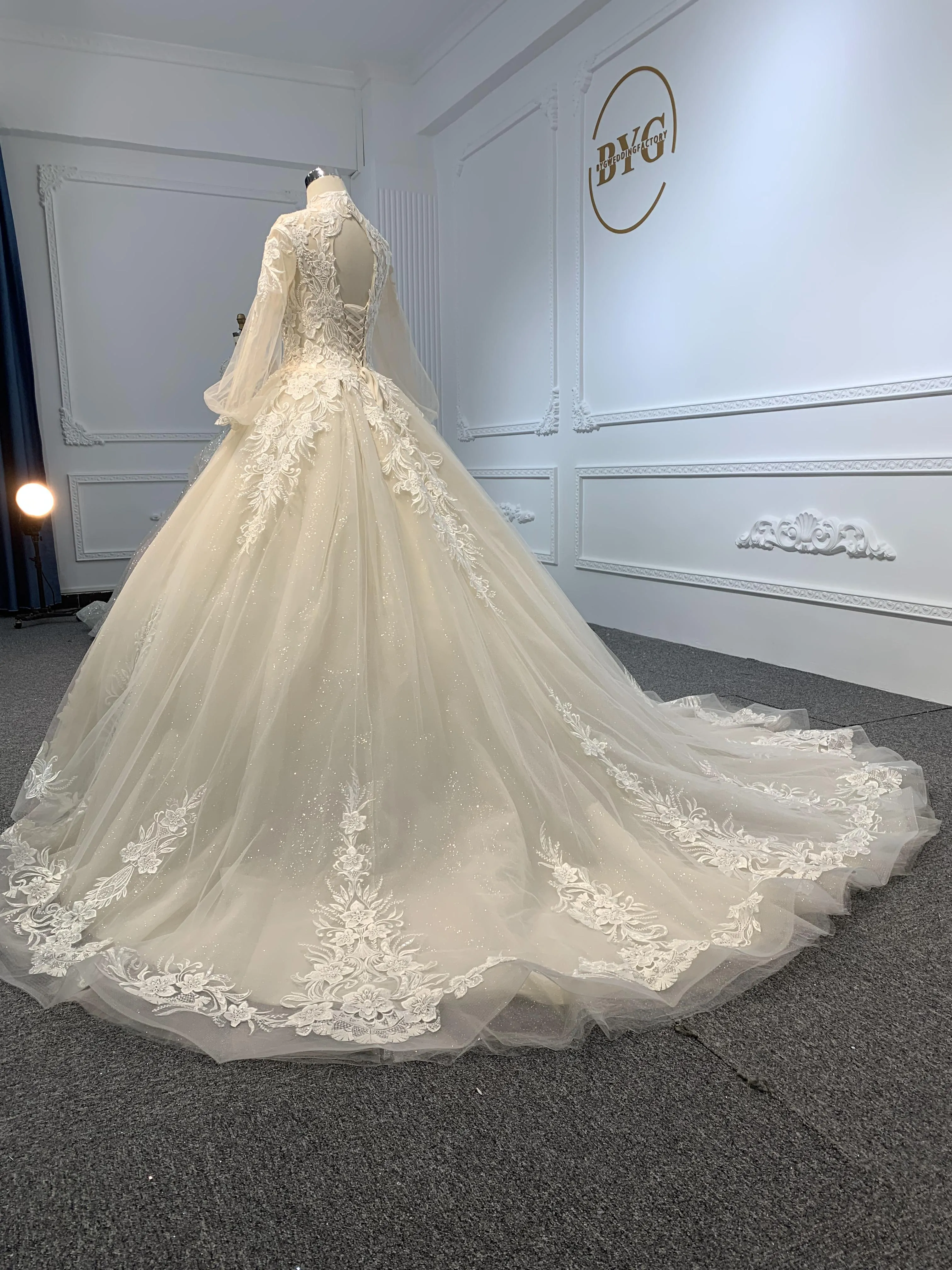 29601-The Champagne Embroidered A-line Wedding Gown