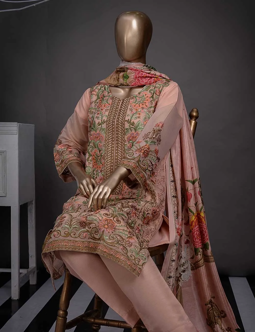 3 Pc Khaddi Lawn Unstitched Embroidered Dress (TP-01)