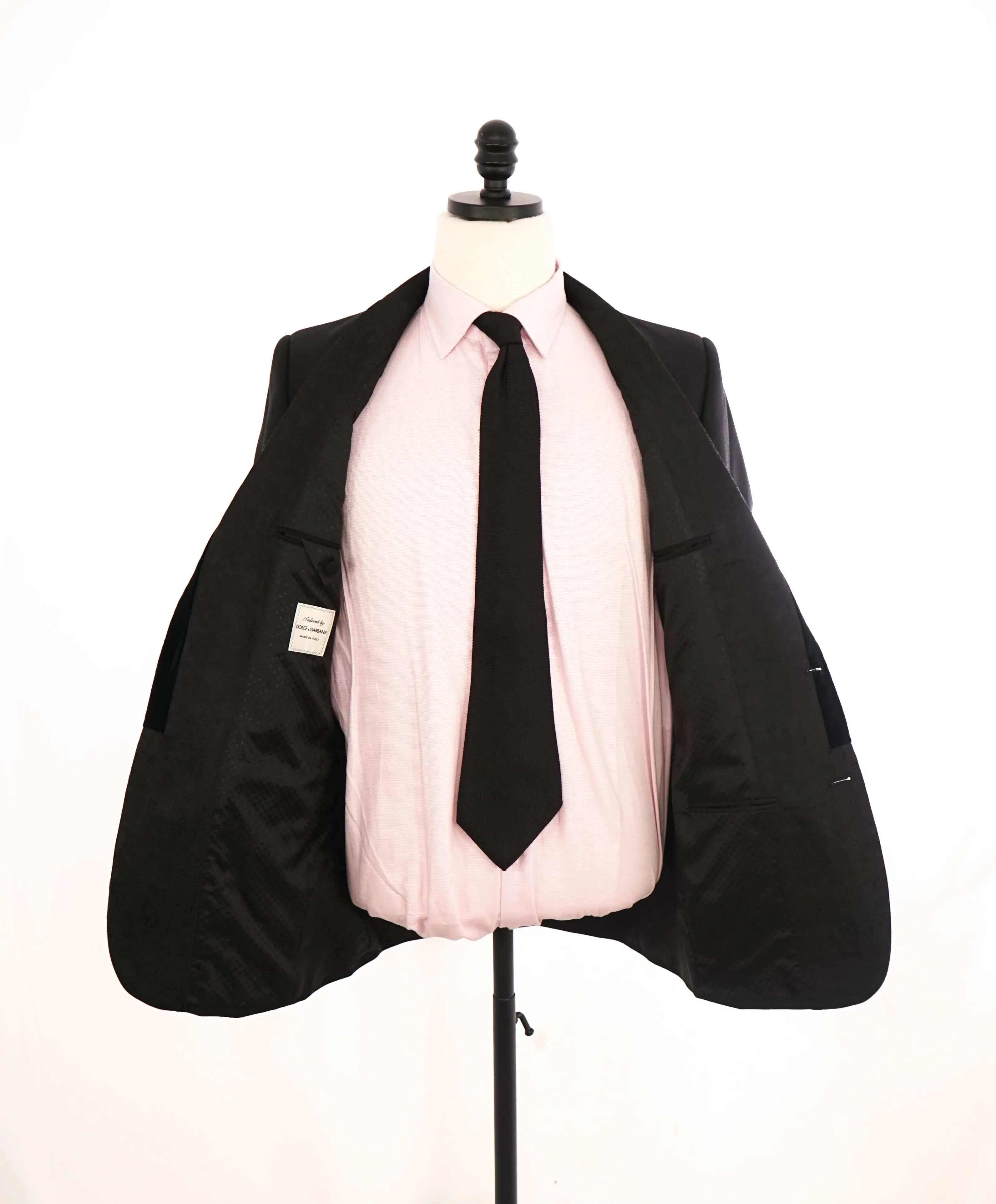 $3,000 DOLCE & GABBANA - BLACK VELVET Paisley Accent Wool/Silk Dinner Jacket Blazer- 38R