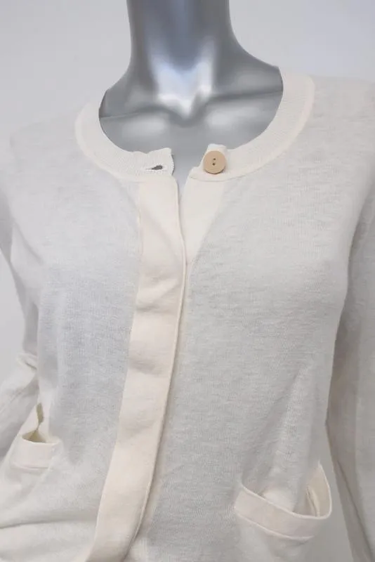 3.1 Phillip Lim Crochet-Back Cardigan Cream Cotton-Cashmere Sweater Size Small