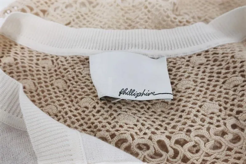 3.1 Phillip Lim Crochet-Back Cardigan Cream Cotton-Cashmere Sweater Size Small
