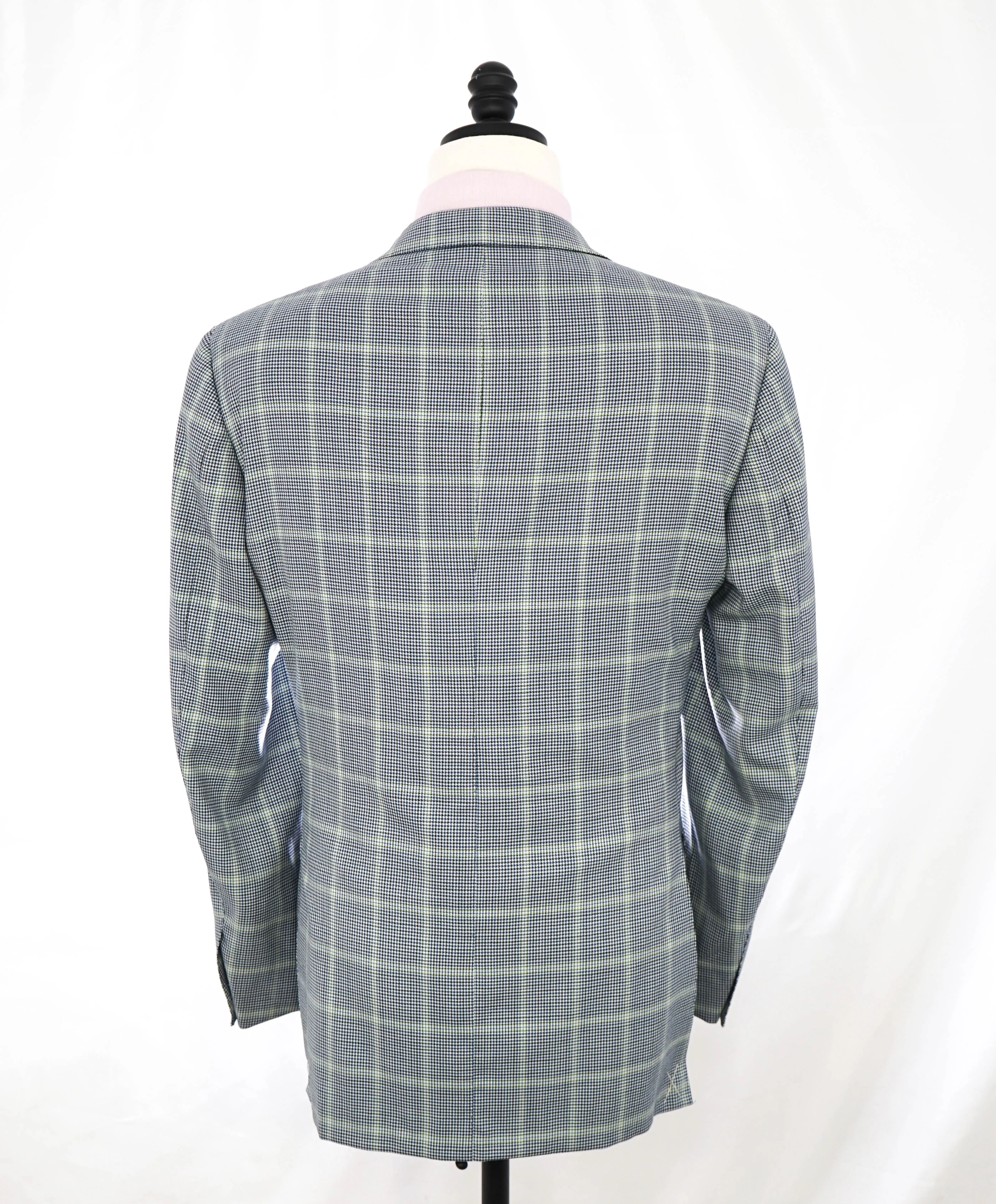 $3,295 ERMENEGILDO ZEGNA- "TROFEO" Navy/Green Houndstooth Blazer- 40R