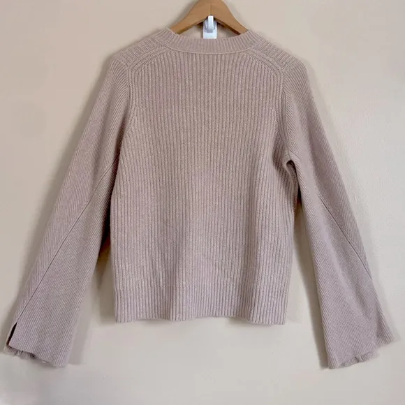 360Cashmere - Ribbed Knit Sweater Crew Neck Long Sleeve with Cuff Slits