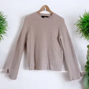 360Cashmere - Ribbed Knit Sweater Crew Neck Long Sleeve with Cuff Slits