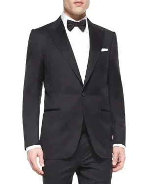 $3,995 ERMENEGILDO ZEGNA - PEAK LAPEL Black Wool Tuxedo 2-Piece - 44L
