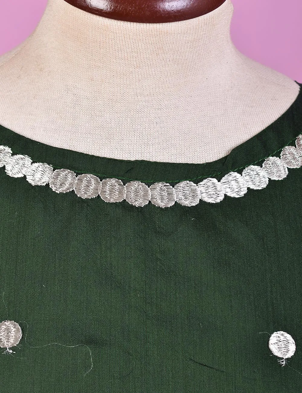 3PC Paper Cotton Stitched Embroidered Dress With Net Embroidered Dupatta  - Gracious (RTW-15-Green)