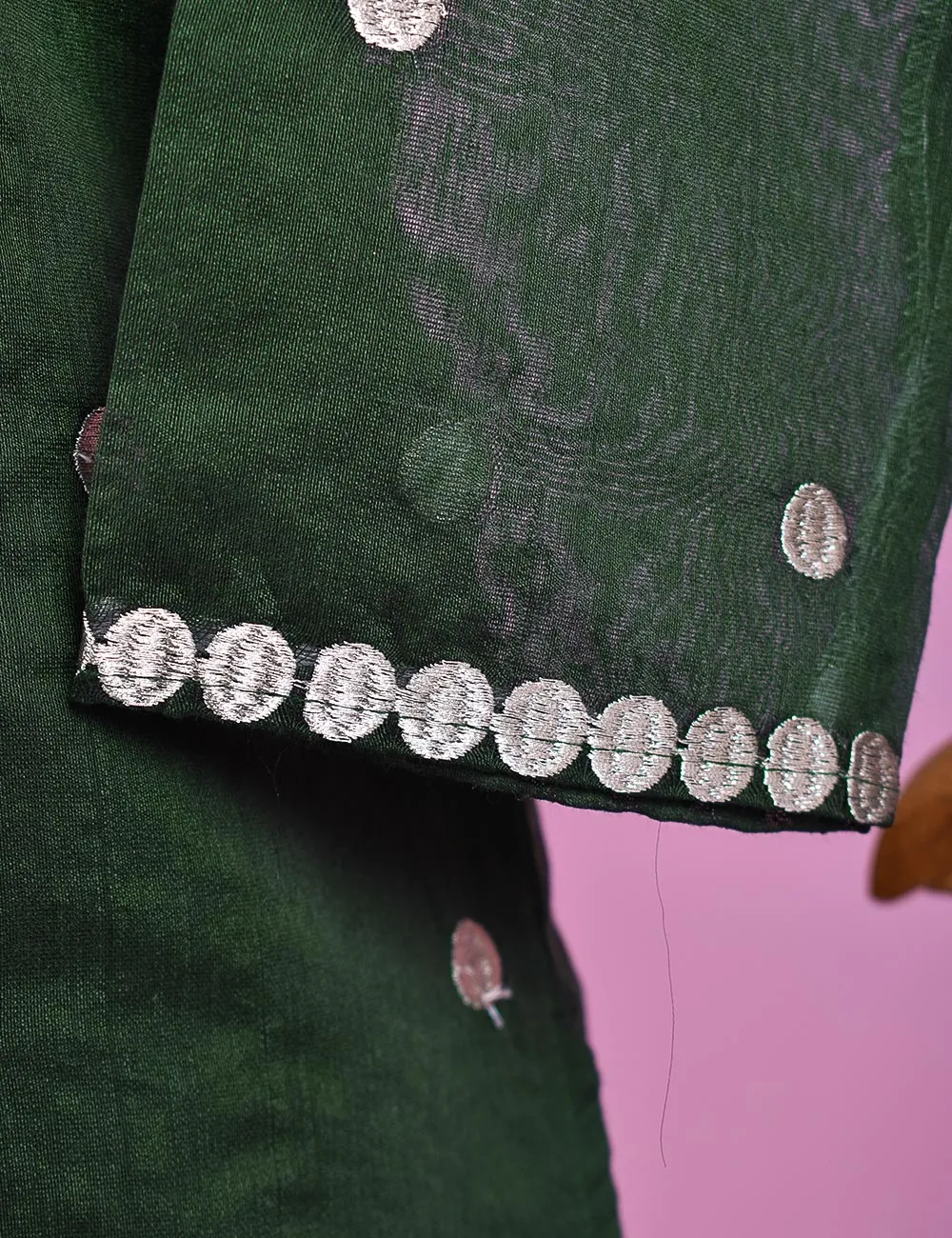 3PC Paper Cotton Stitched Embroidered Dress With Net Embroidered Dupatta  - Gracious (RTW-15-Green)