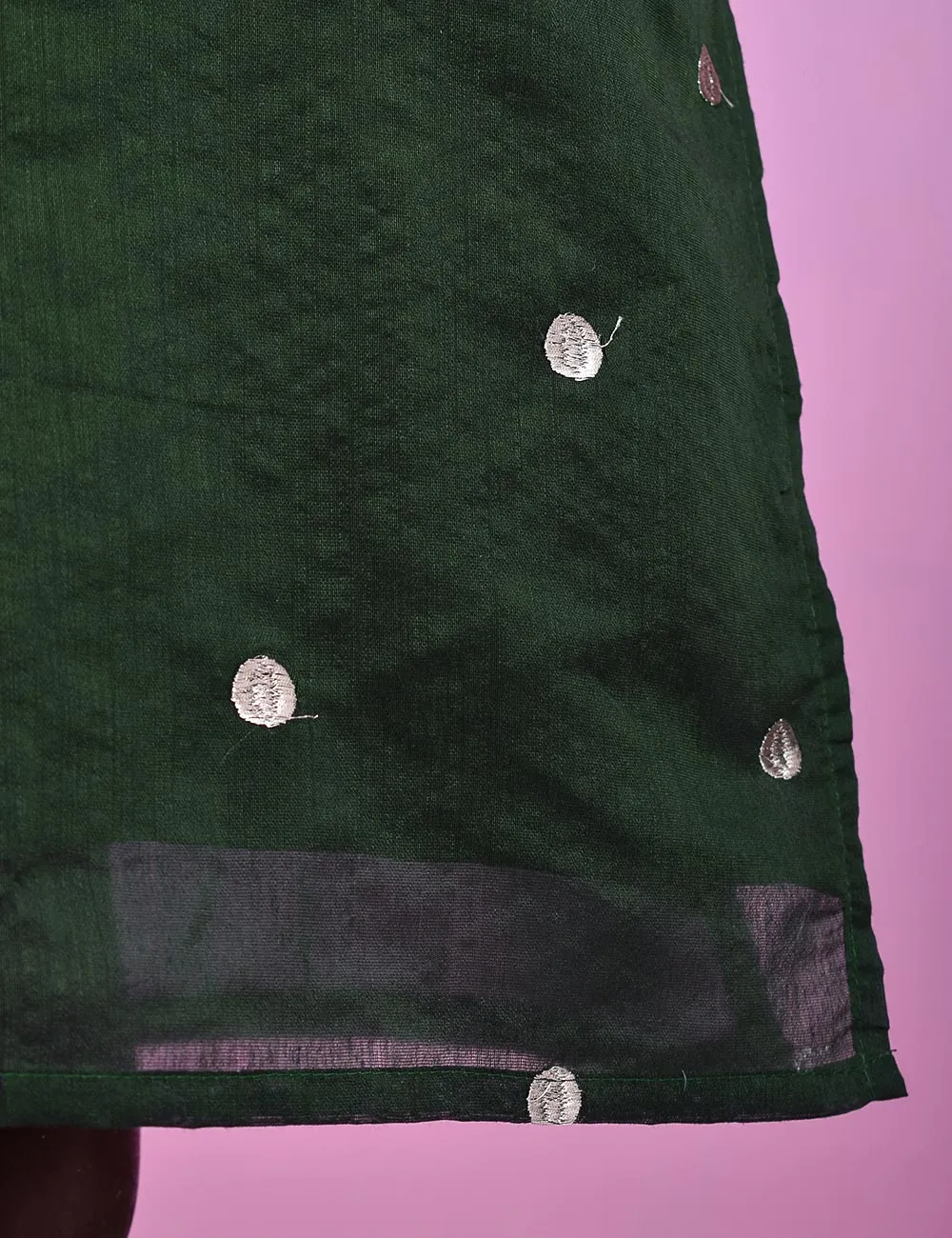 3PC Paper Cotton Stitched Embroidered Dress With Net Embroidered Dupatta  - Gracious (RTW-15-Green)