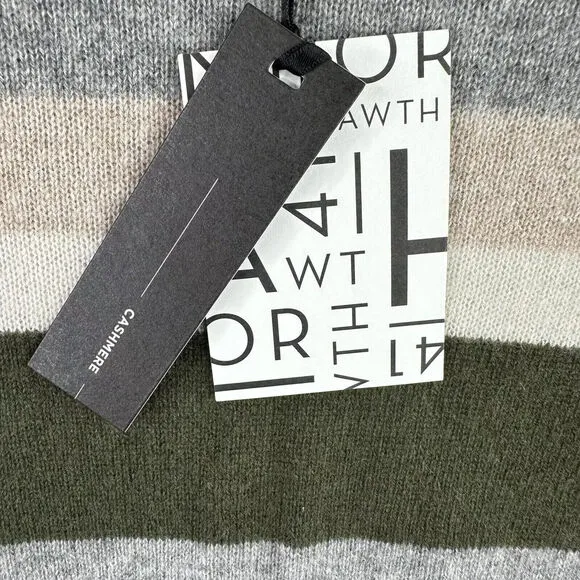 41 Hawthorn Women Green Grey Tan Striped SOFT No Itch 100% Cashmere Sweater 3X