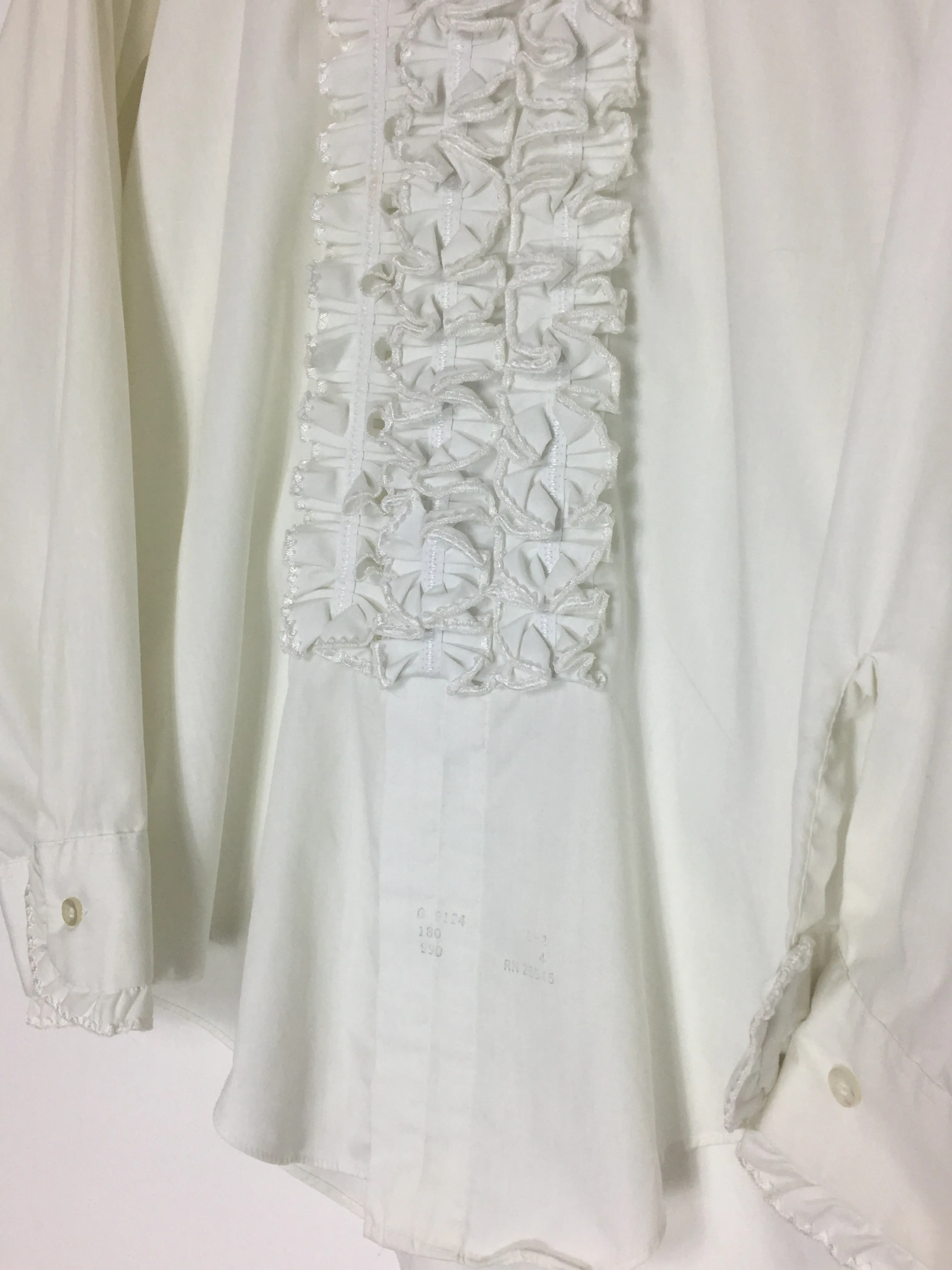 70’s RUFFLED TUXEDO SHIRT / LARGE