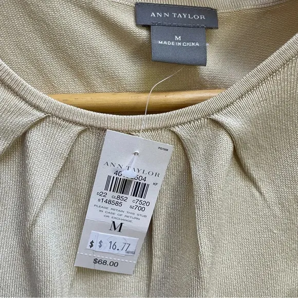 80%OFF❣️NWT Ann Taylor Champagne Silk/Wool Blazer, 8 &amp; Tank Top, M, 2 Pc SET