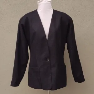 80s Style Gray Wool Jacket - S/M