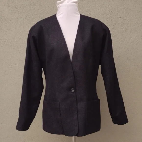 80s Style Gray Wool Jacket - S/M