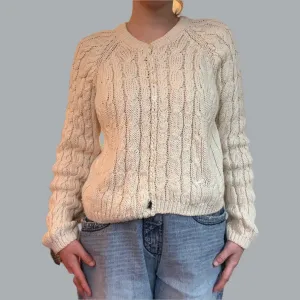 90s Club Classics cotton blend button front cable knit sweater