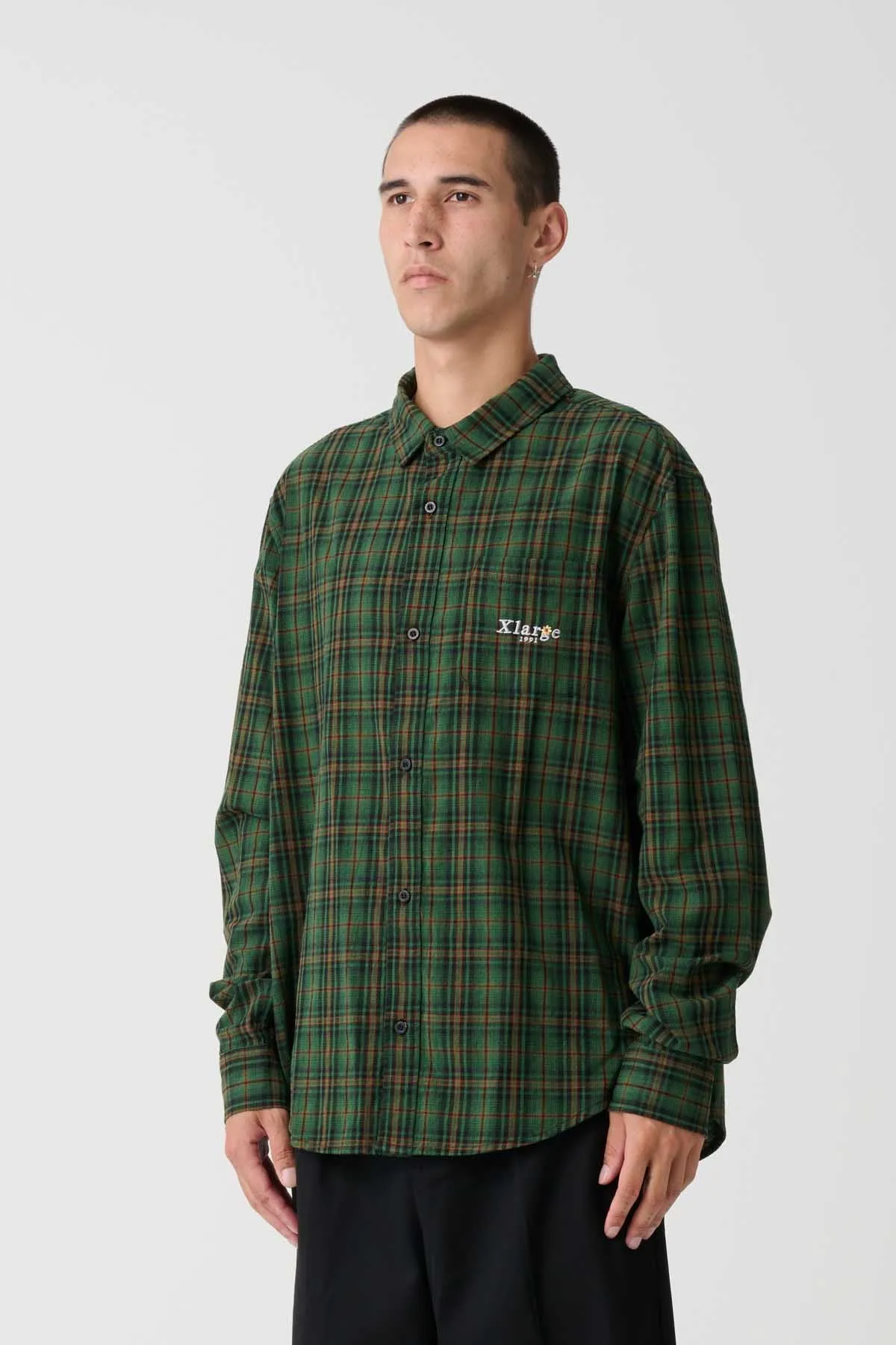 91 FLOWER CHECK SHIRT - GREEN