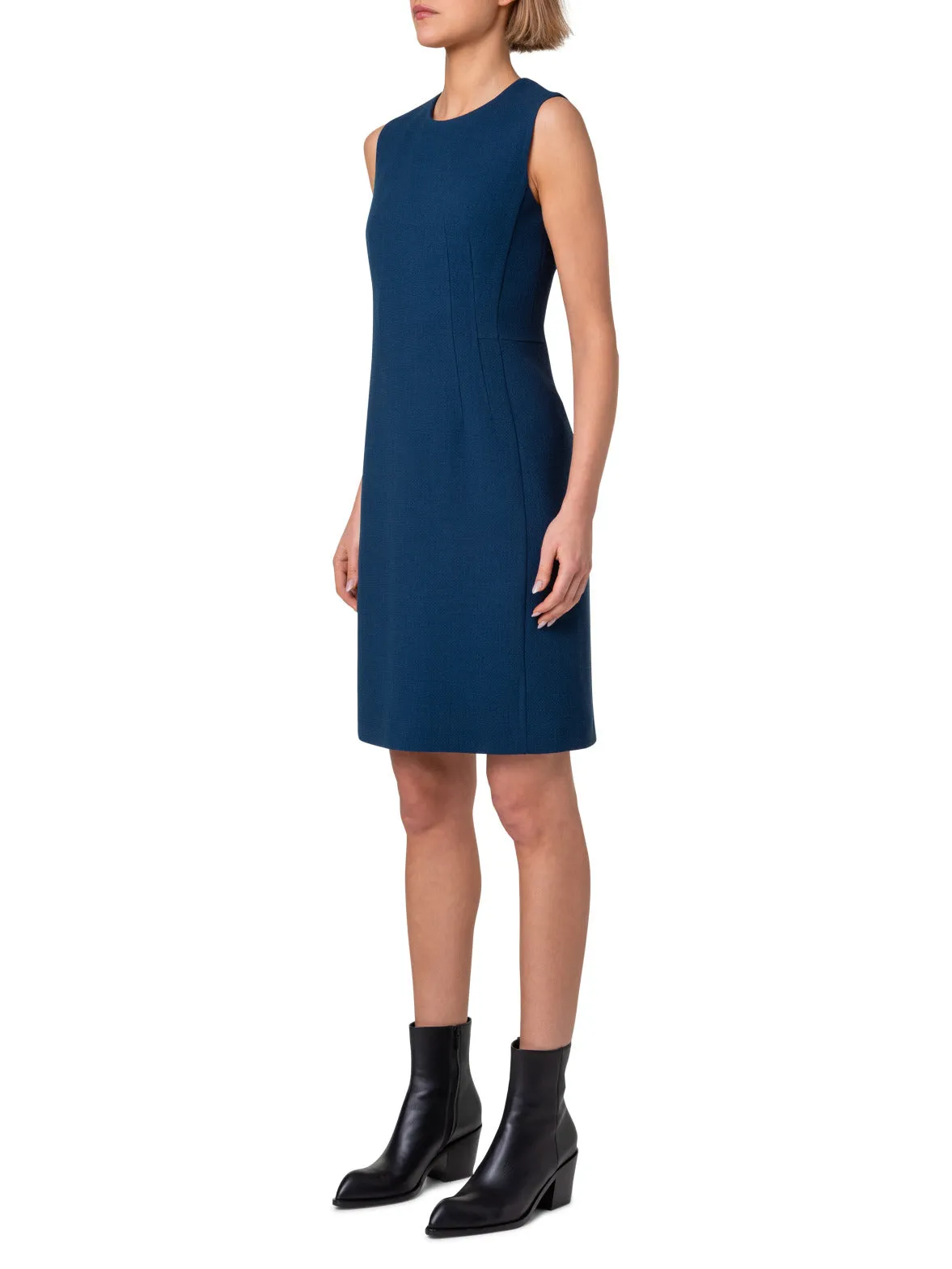 A-Line Denim Stretch Dress with Eyelet Detail