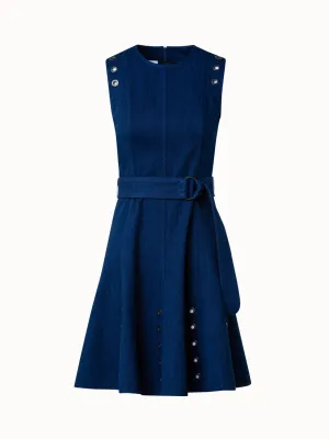 A-Line Denim Stretch Dress with Eyelet Detail