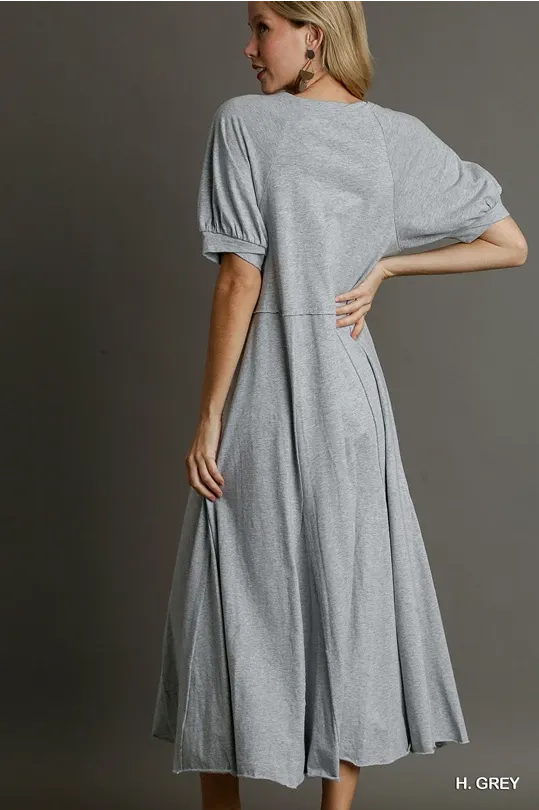 A line knitted grey dress