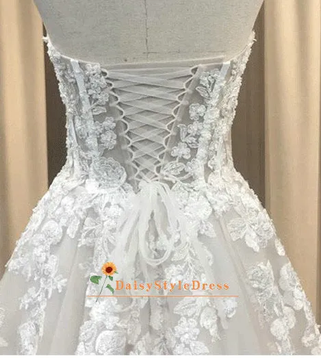 A line Sexy Sheer Lace Wedding Dress