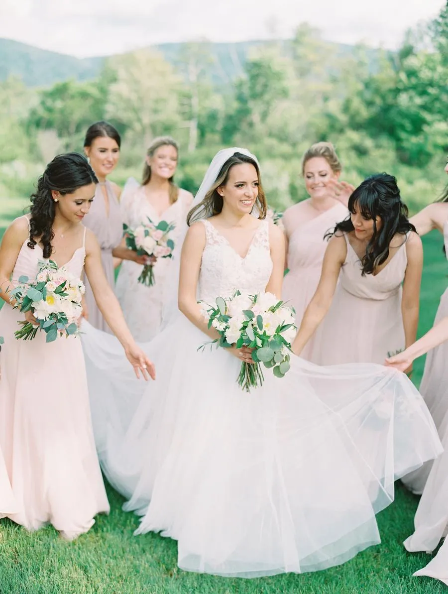 A-line Soft Tulle Bridal Gown with Appliqued Bodice