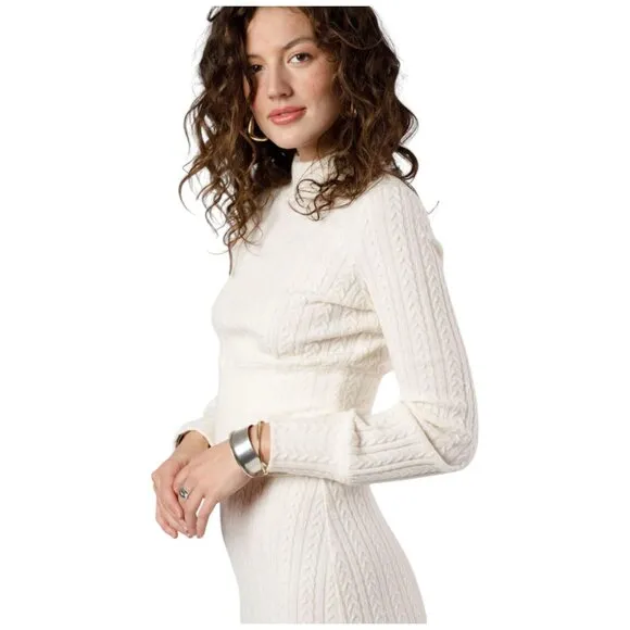 A2. XS - BOG BAND OF THE FREE Raquel Cable Knit Long Sleeve Black Knit Top NEW