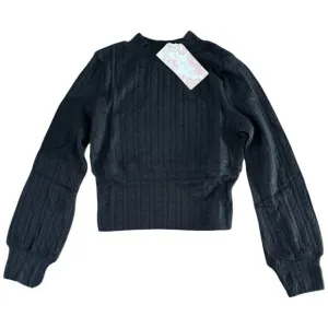 A2. XS - BOG BAND OF THE FREE Raquel Cable Knit Long Sleeve Black Knit Top NEW