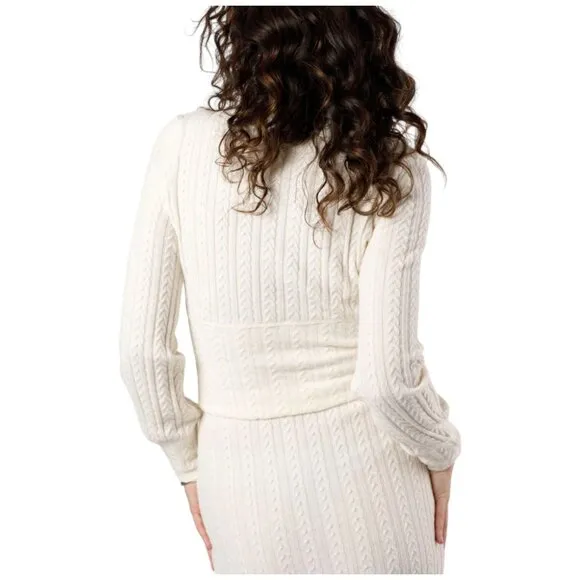 A2. XS - BOG BAND OF THE FREE Raquel Cable Knit Long Sleeve Black Knit Top NEW