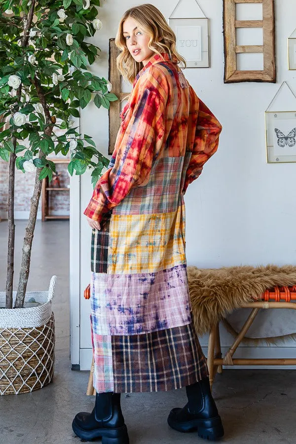 Addie Acid Washed Plaid Mix Duster