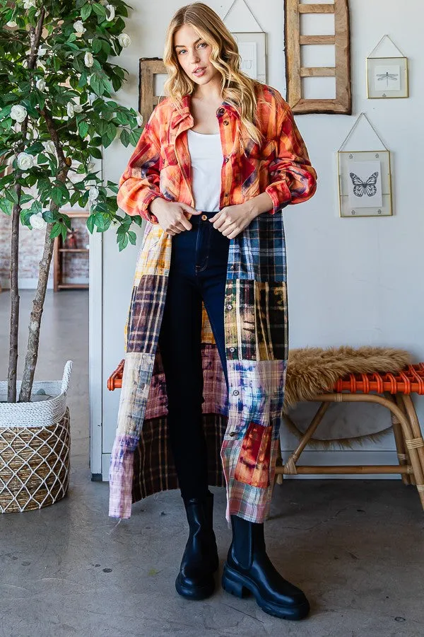 Addie Acid Washed Plaid Mix Duster